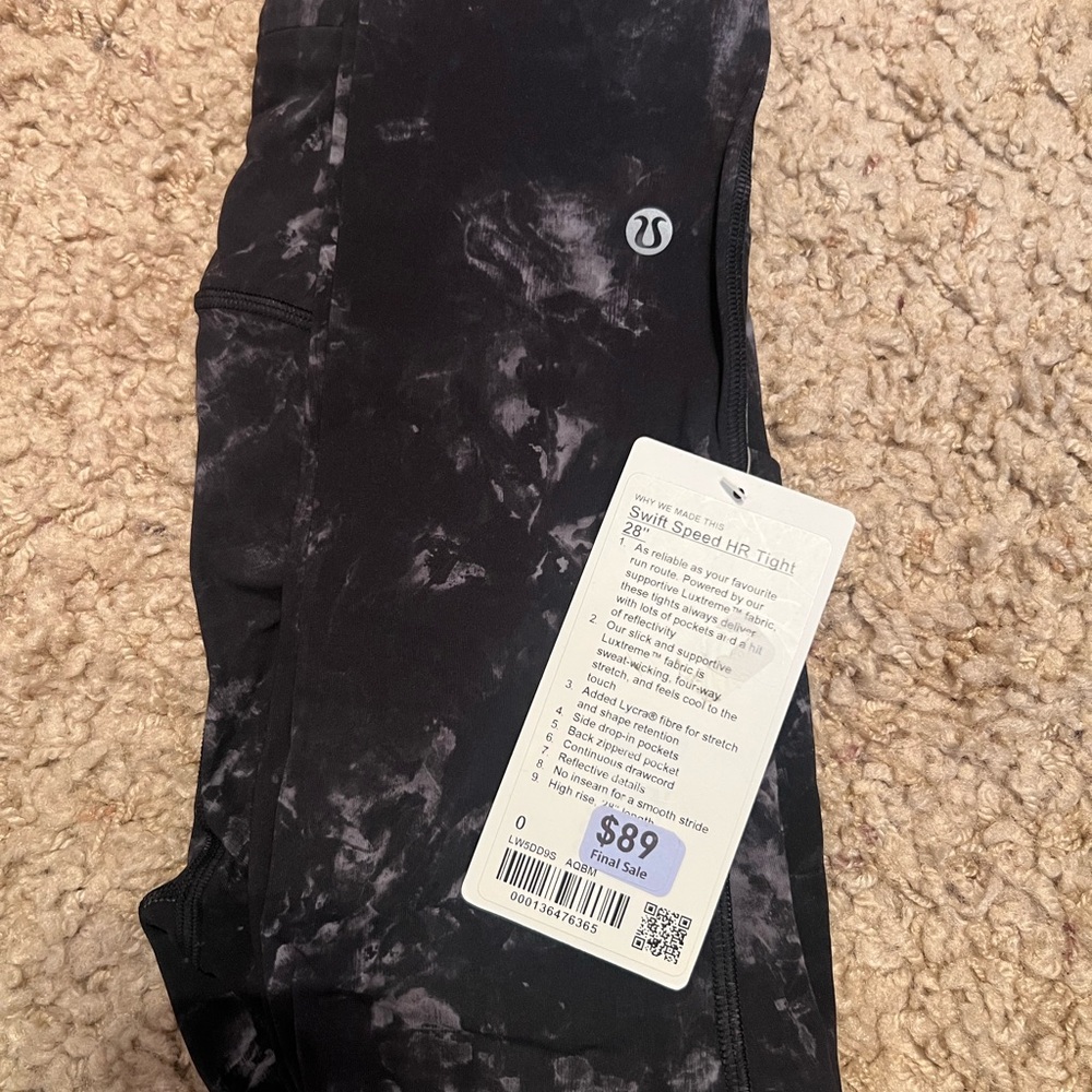 lululemon athletica Black Marble Print Swift Speed HR Tight